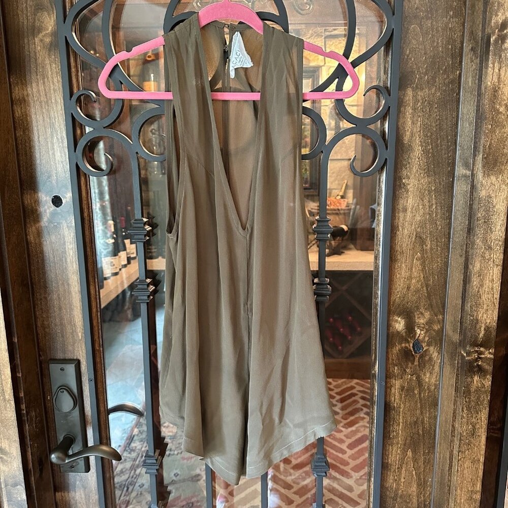 Acacia swimwear coverup short romper 100% silk size P